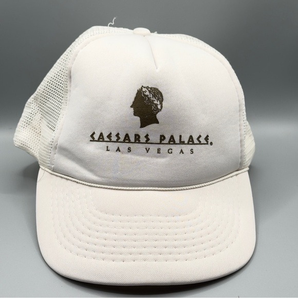 Vintage Caesars Palace Las Vegas Hat White Mesh Trucker Snapback Cap OS - Picture 1 of 7